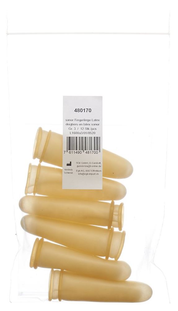 SANOR Fingerling Latex Gr3 gepudert leicht Btl 12 Stk