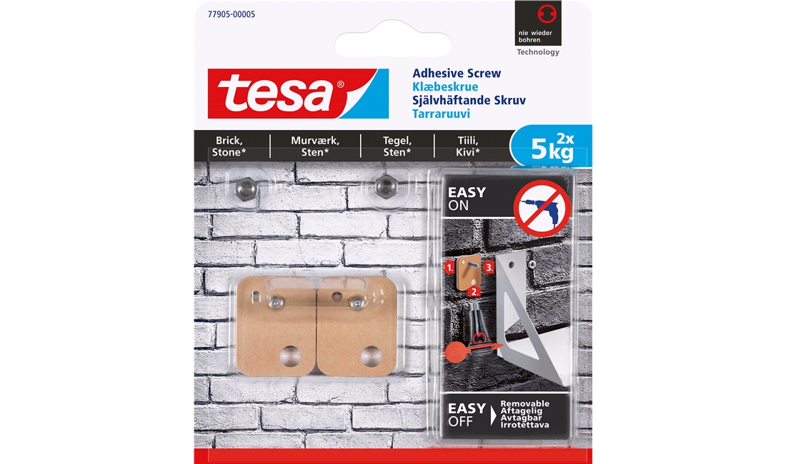 TESA, Firkantet klæbeskrue,5kg.Mur/Sten