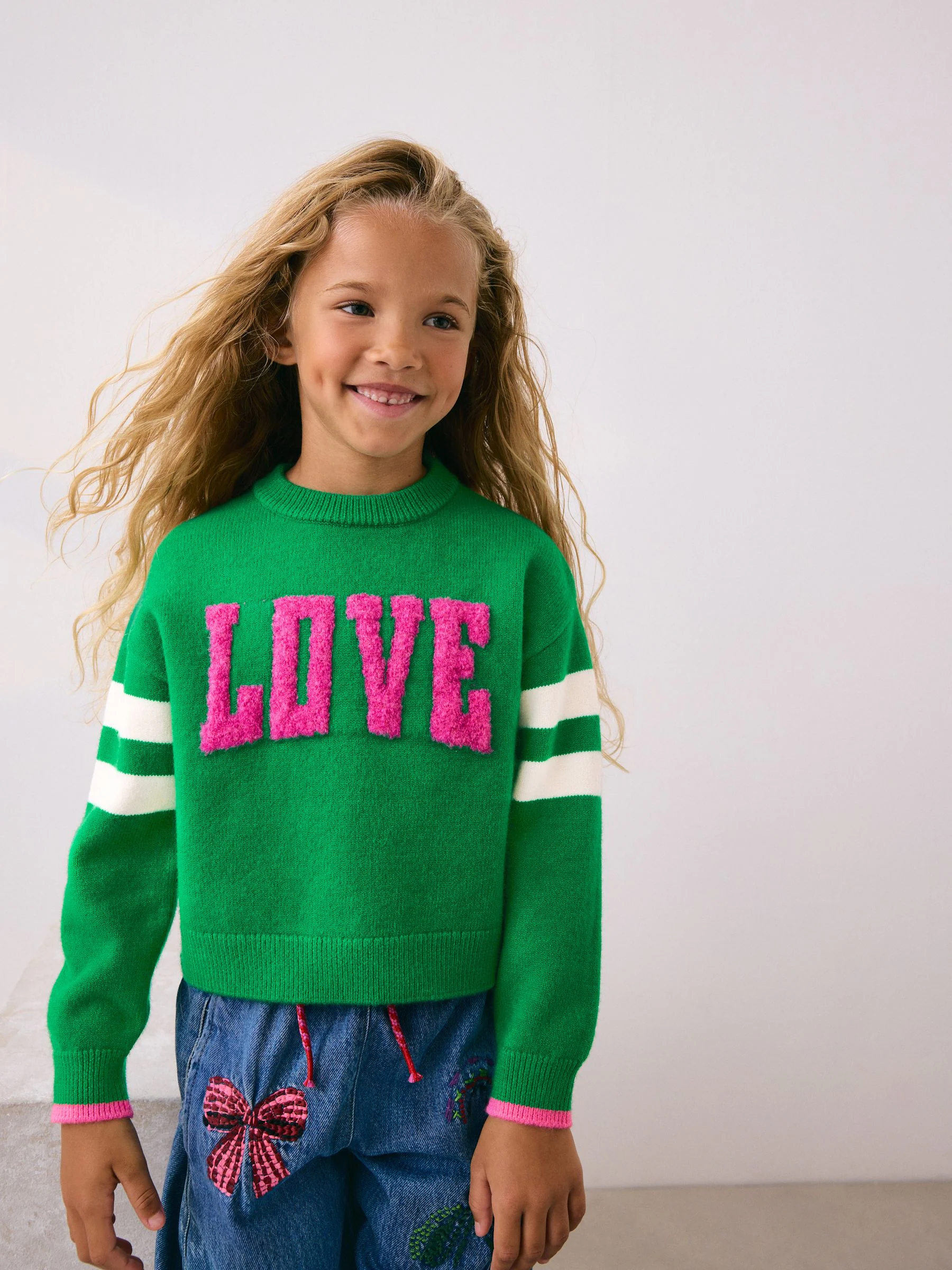 Groen - Trui met 'Love'-opdruk (3-16jr)