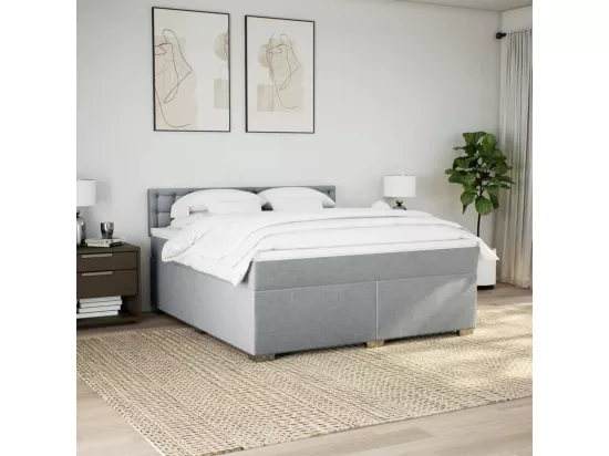 Sommier à lattes de lit avec matelas Gris clair 180x200cm Tissu