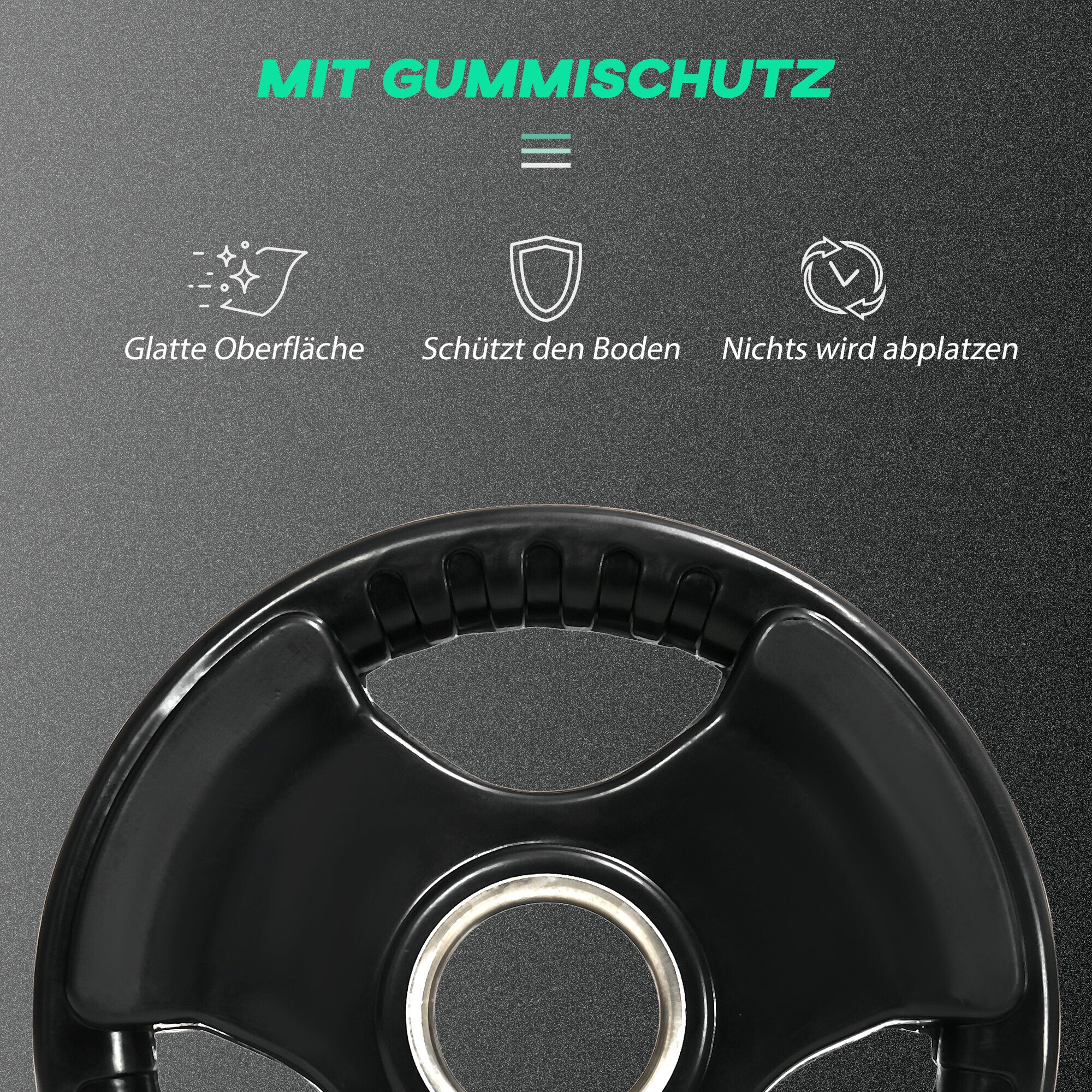 SPORTNOW Hantelscheibe mit 5 cm Bohrung schwarz 24L x 24B x 3,5H cm