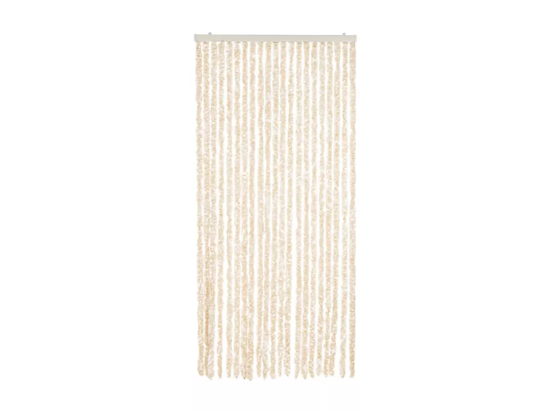 Rideau anti-mouches beige et blanc 90x220 cm chenille