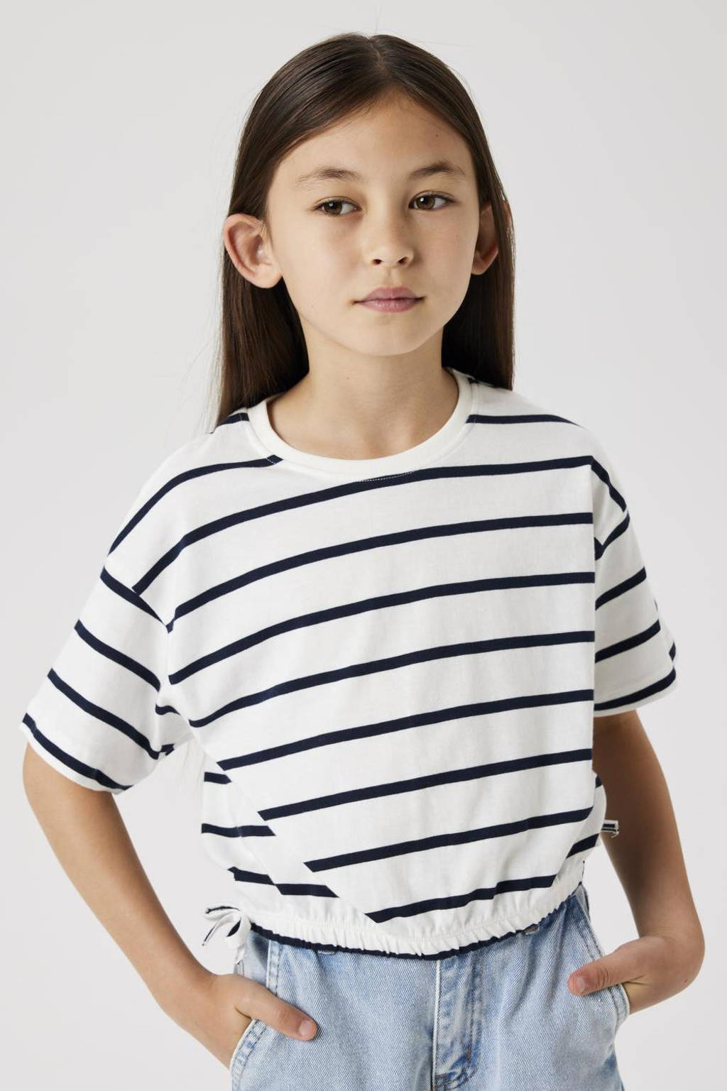 NAME IT gestreept T-shirt NKFFUNION ecru/zwart