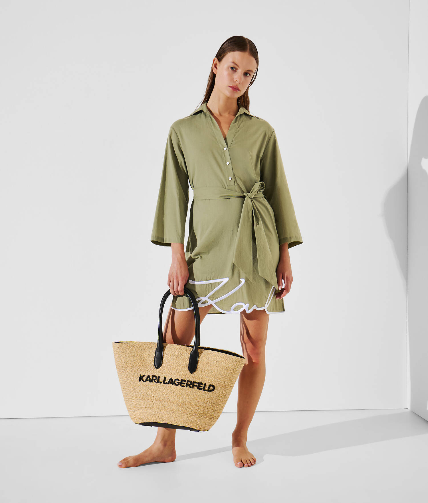 ROBE-CHEMISE DE PLAGE K/SIGNATURE - Vert d'huile