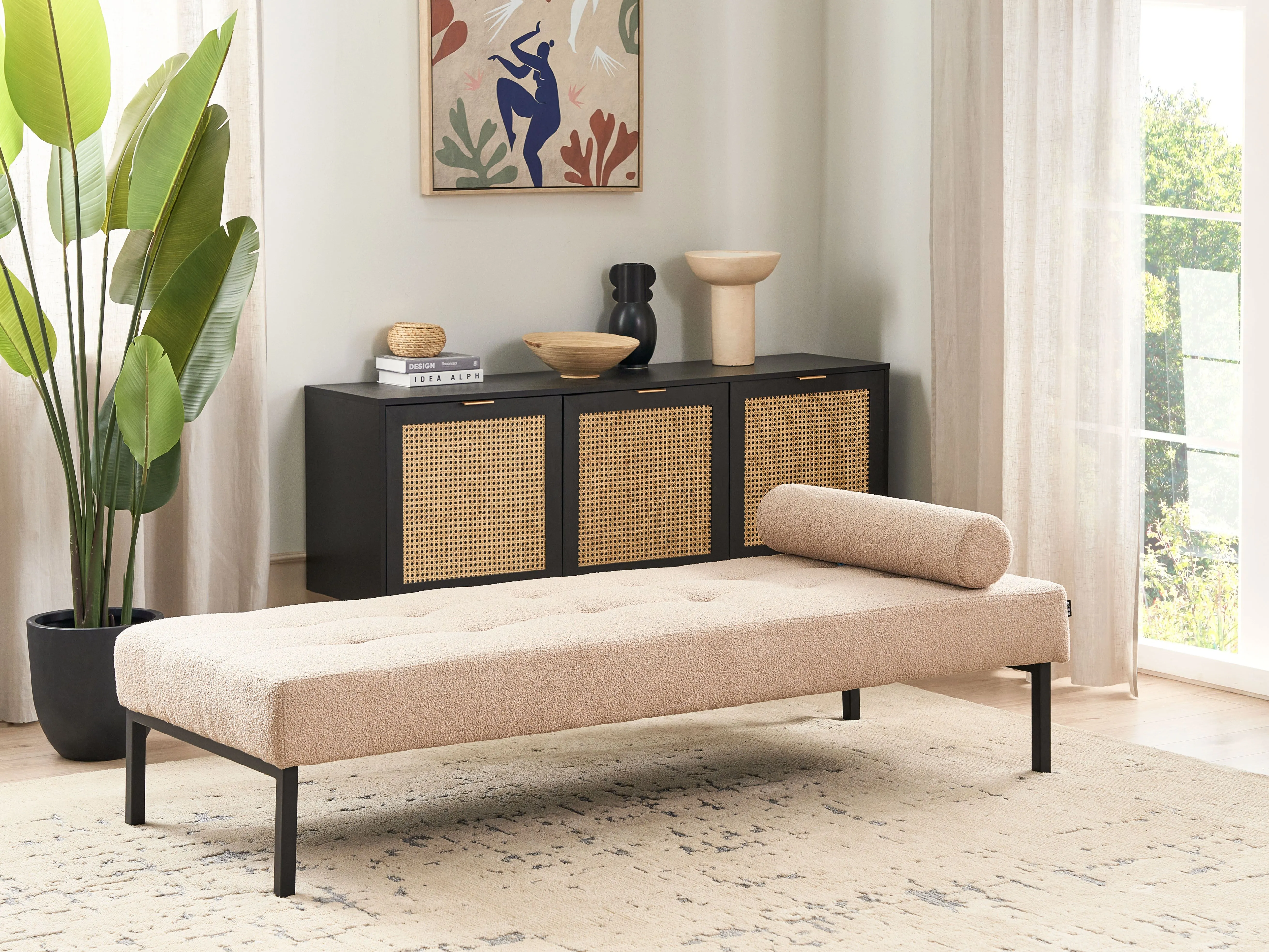 Chaise longue CHINON Bouclé Beige