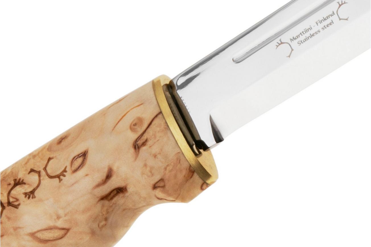 Marttiini Wild Reindeer 11 Pailakka 542014 Stainless, Curly Birch, vaststaand mes