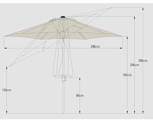 Cantilever parasol Sarry Soluna Ø 300 cm Polyester (PES) ecru