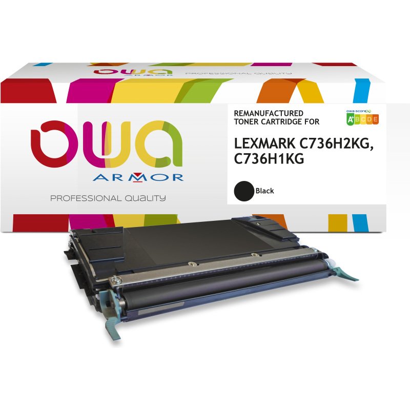 Toner remanufacturé OWA - haute capacité - Noir - pour LEXMARK C736H2KG, C736H1KG