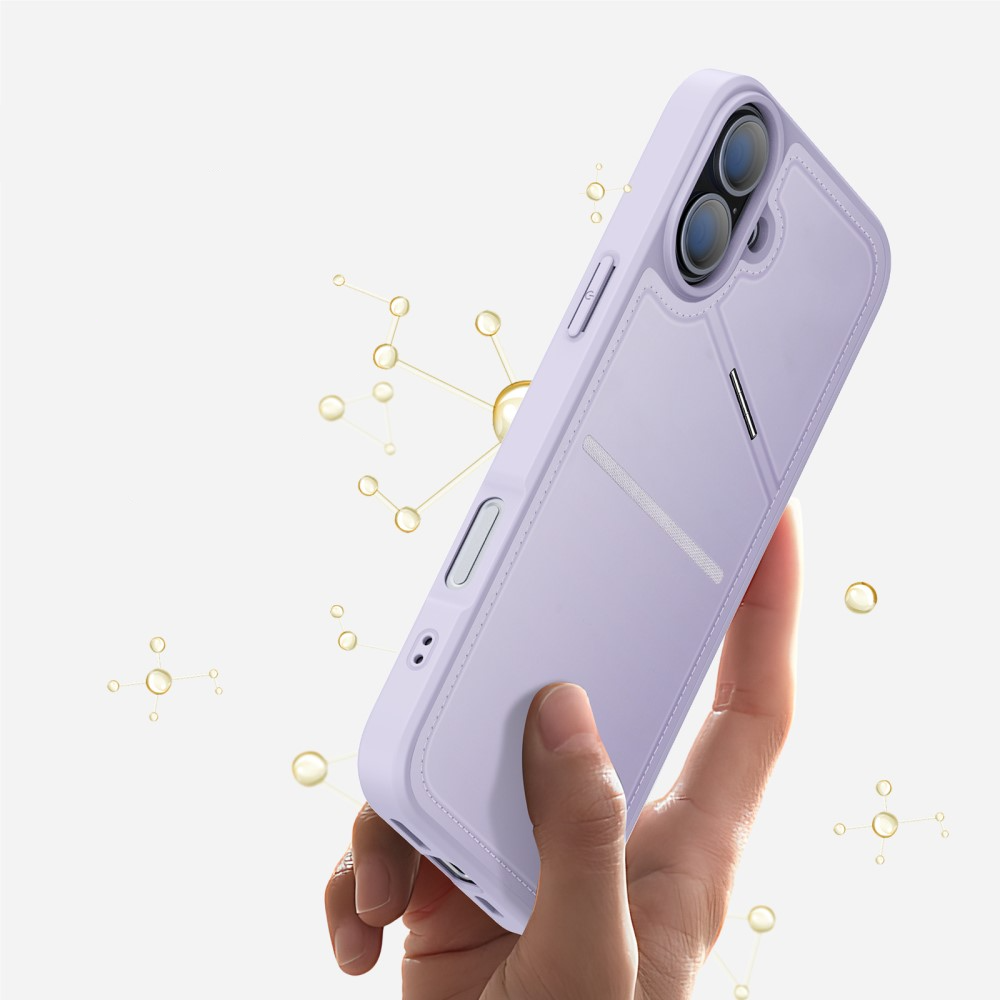iPhone 16 Plus MagSafe Hybrid Leder Hülle mit Kartenfach   Kickstand Aufsteller (RFID Schutz) - Lila