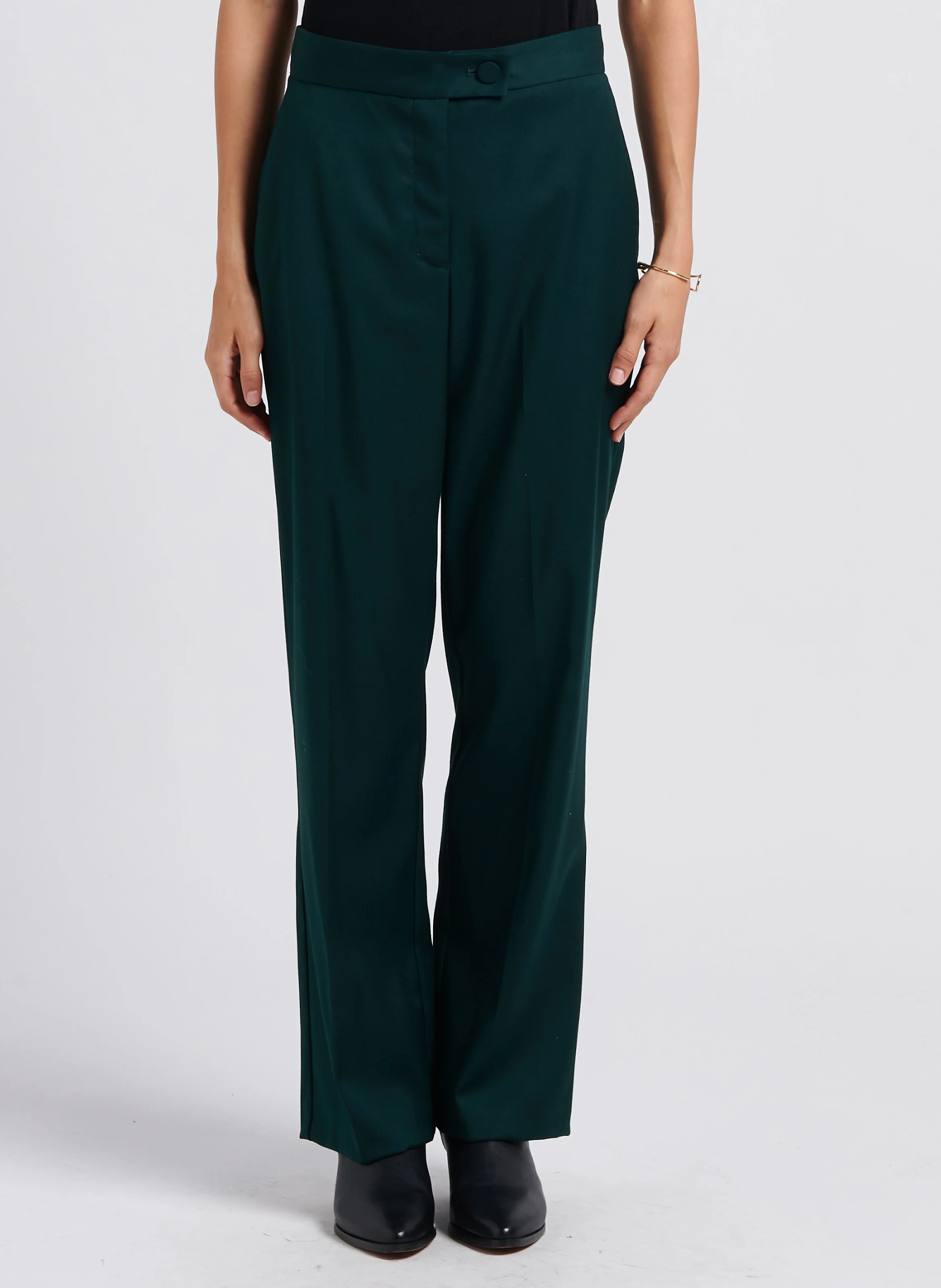Pantalon de tailleur taille haute droit | Vert