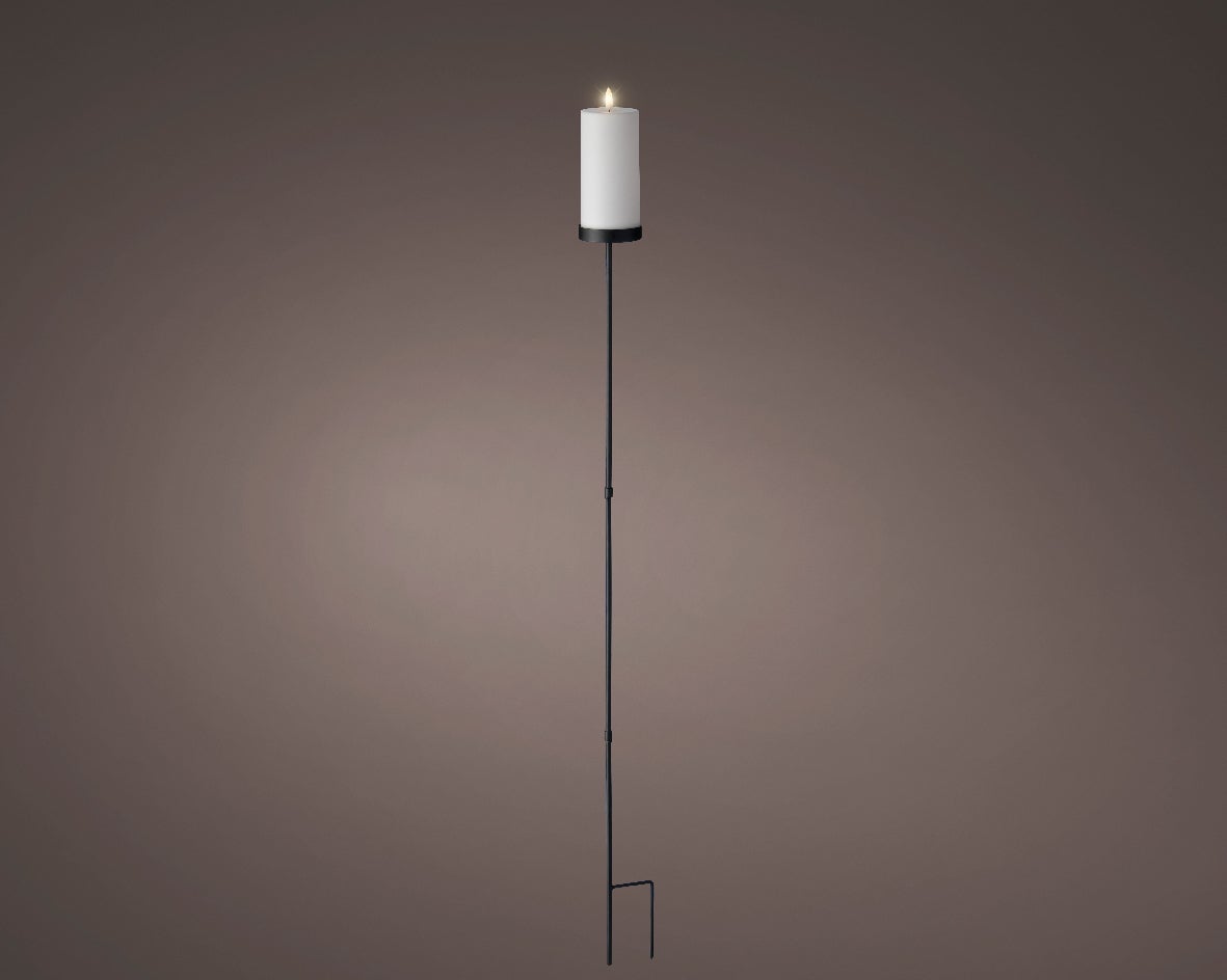 Lumineo Solar solar kaars op stok D 7,5 H 117 cm