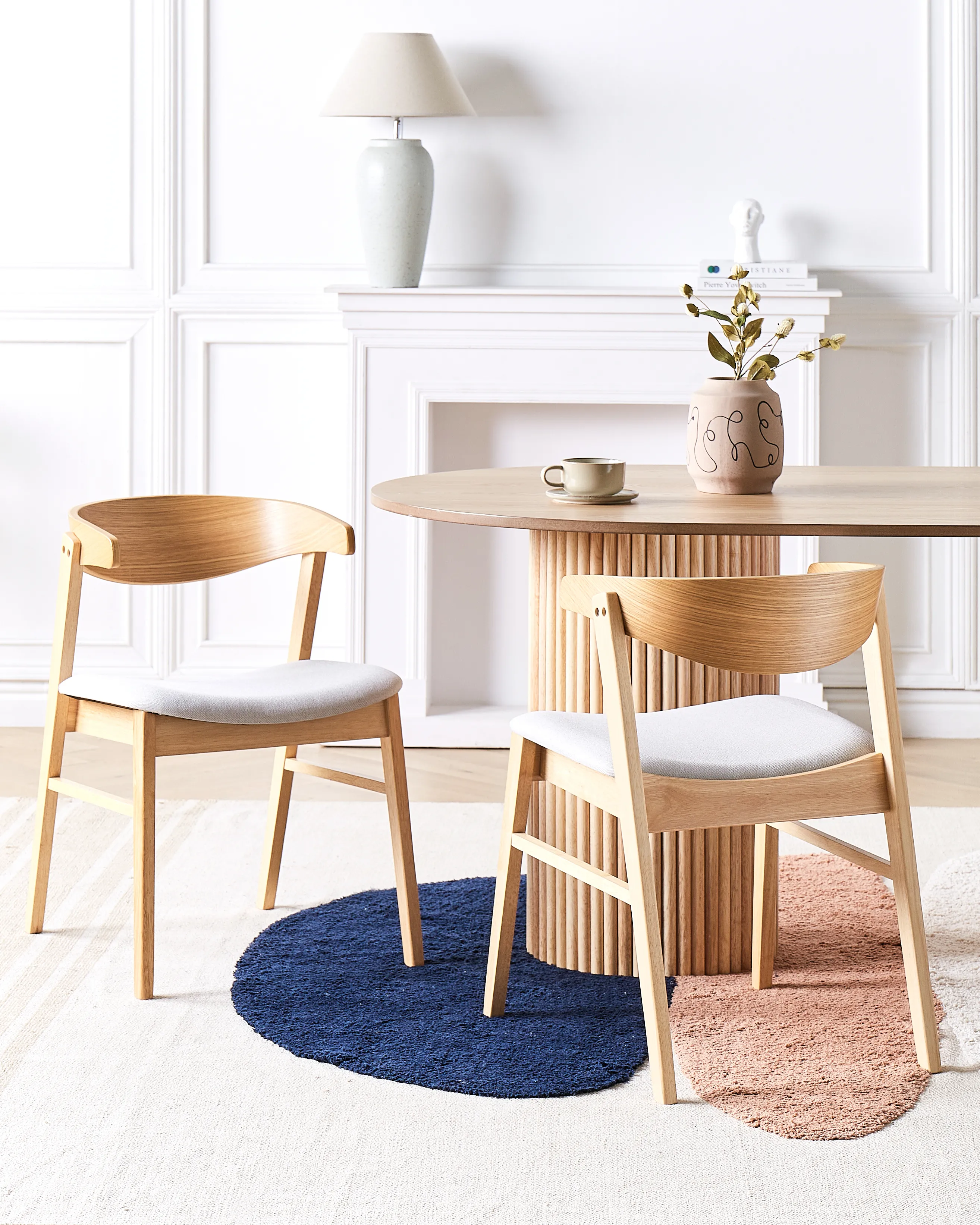 Set van 2 eetkamerstoelen LILLY Hout Lichtbruin/grijs