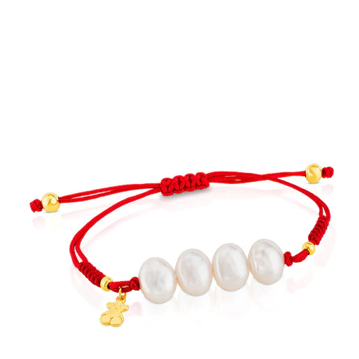 Pulseira TOUS Knots com banho de ouro 18k sobre prata e pérolas cultivadas.