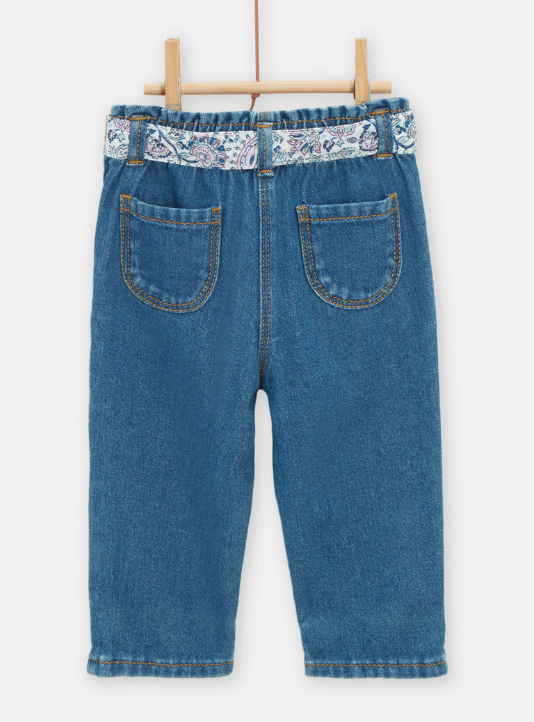 Jean bleu à ceinture pour bébé fille