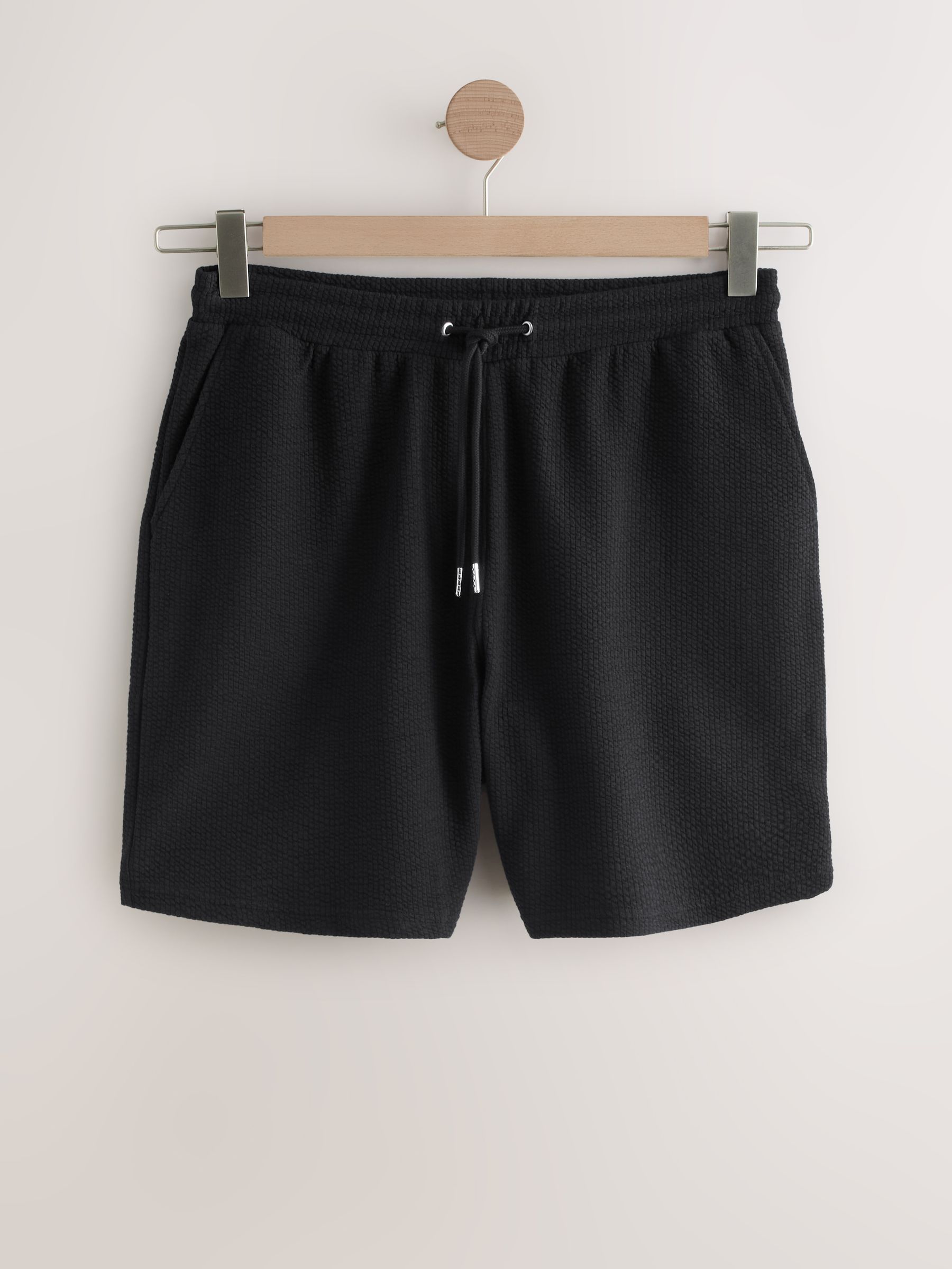 Zwart - Jersey seersucker shorts