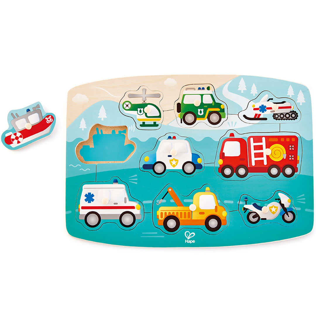 Hape knoppuzzel hulpdiensten - 9st