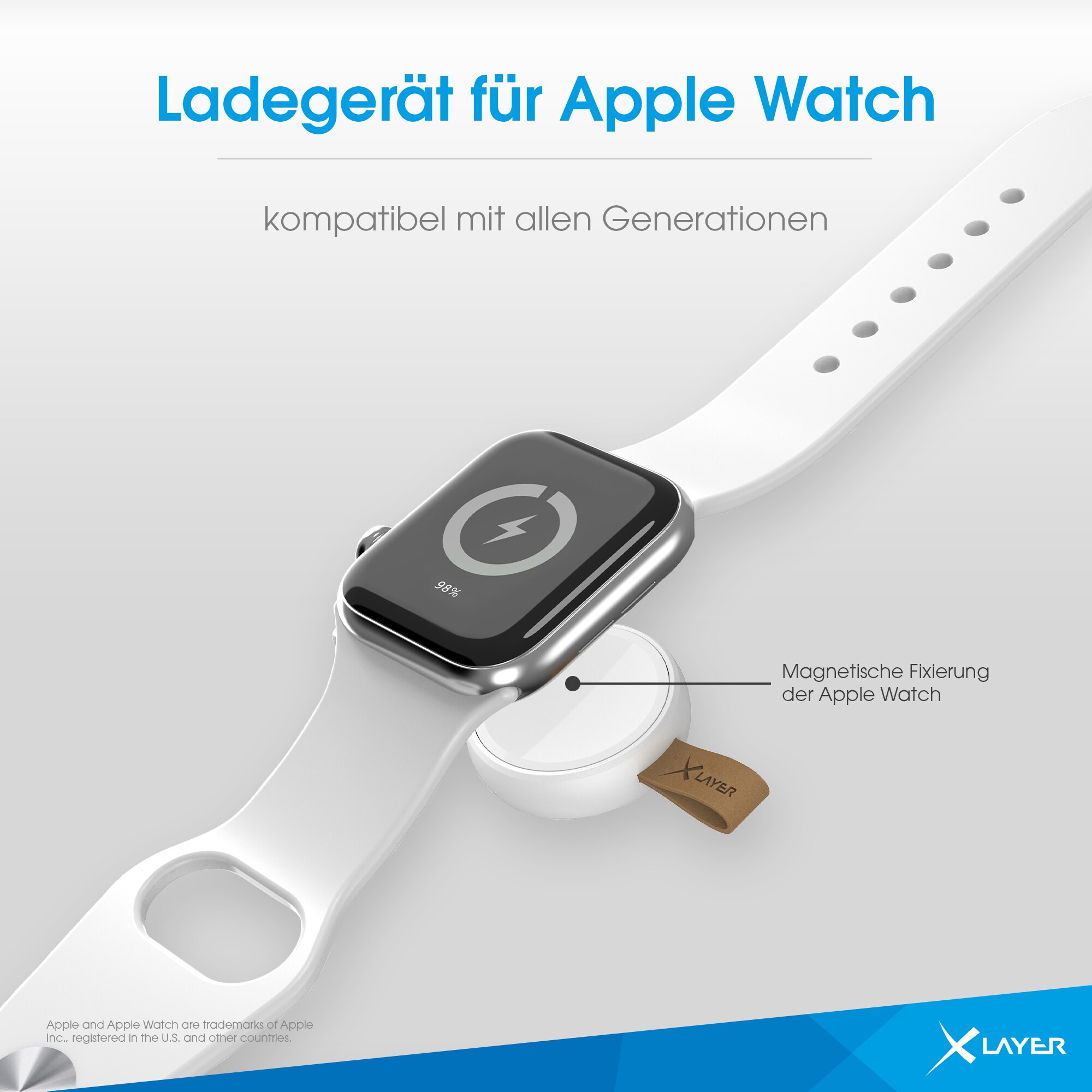 Xlayer CHARGER Ladegerät für Apple Watch 9 8 7 6 5 4 3 2 1 SE Ultra Wireless Charger