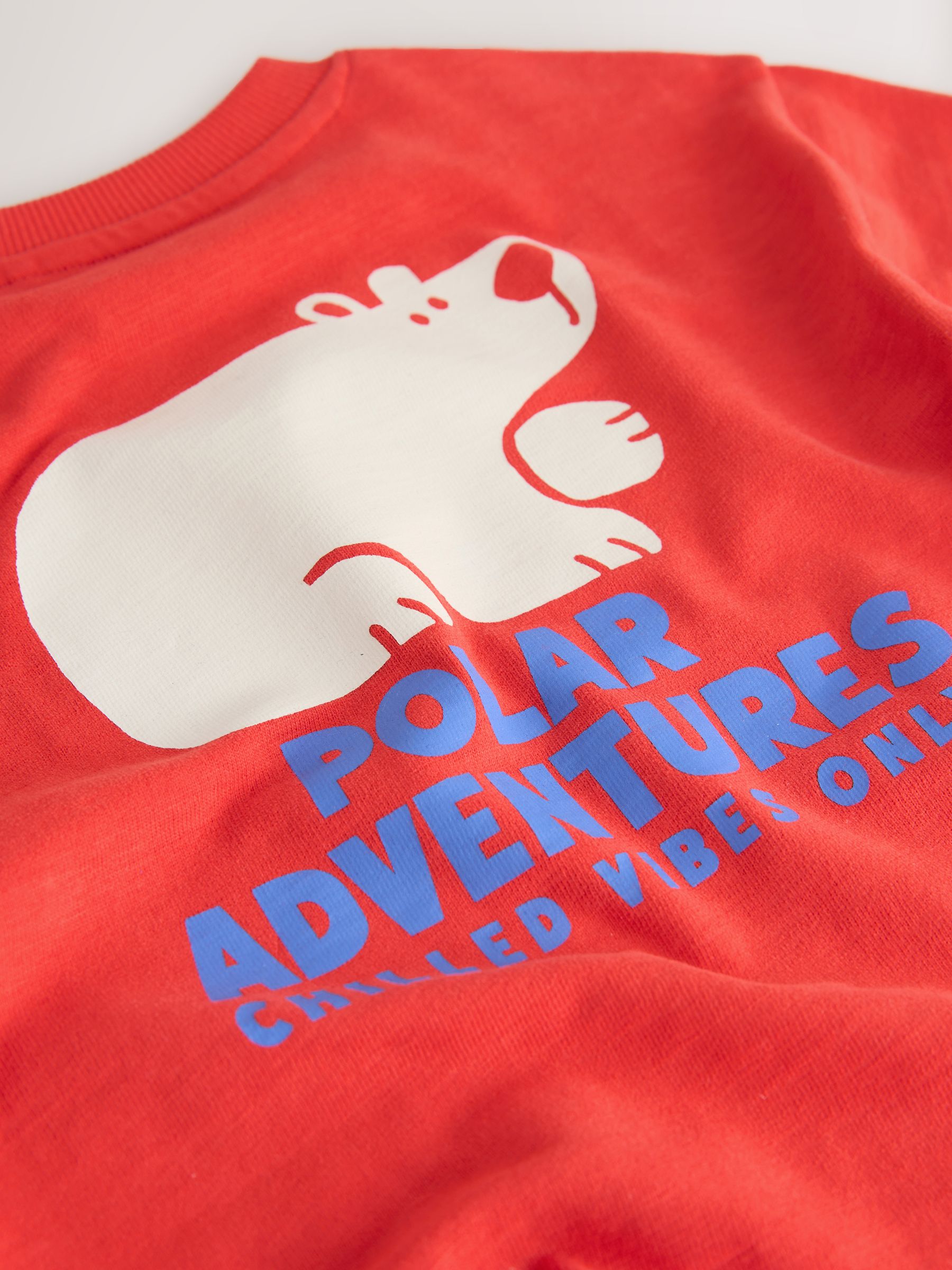 Rood met Polar Bear - T-shirt met lange mouwen en print op de rug (3mnd -8jr)