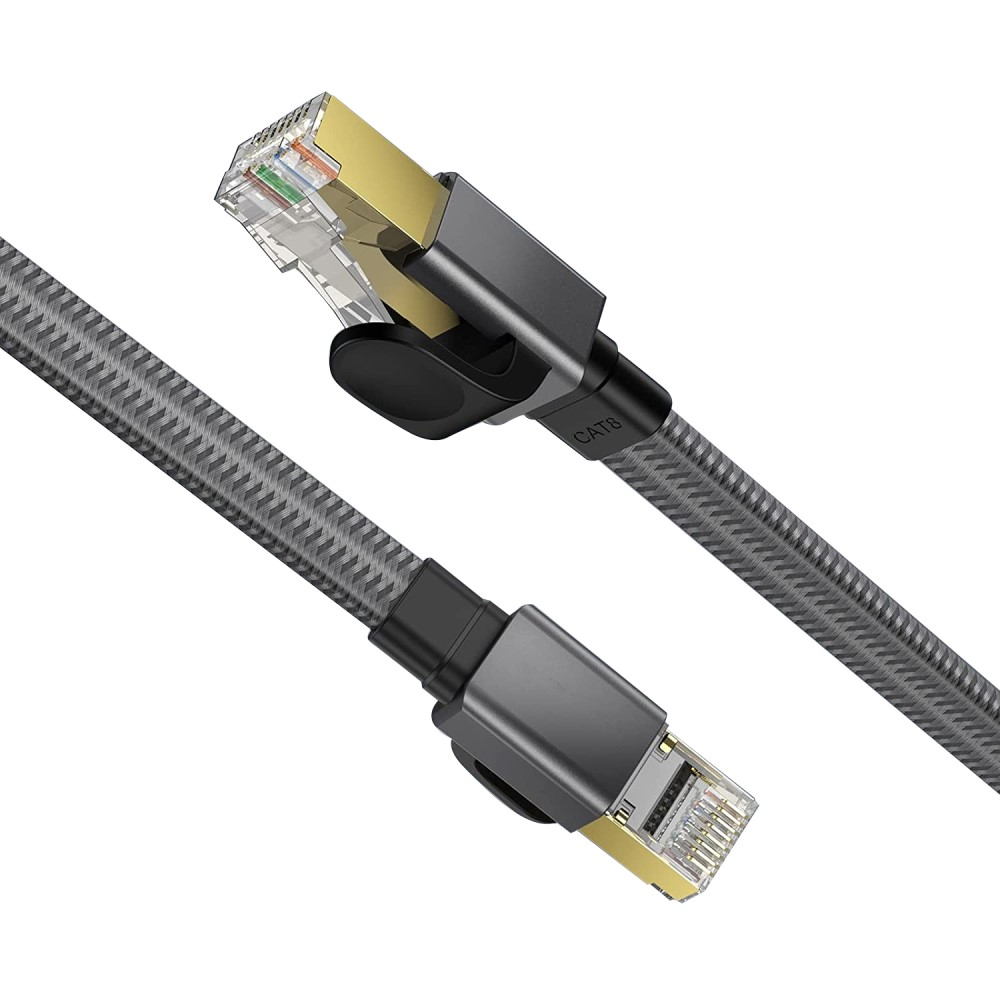 (10m) 40 Gigabit CAT 8 Ethernet LAN RJ45 Netzwerk Flachbandkabel mit Kupfer-Kern - Dunkelgrau