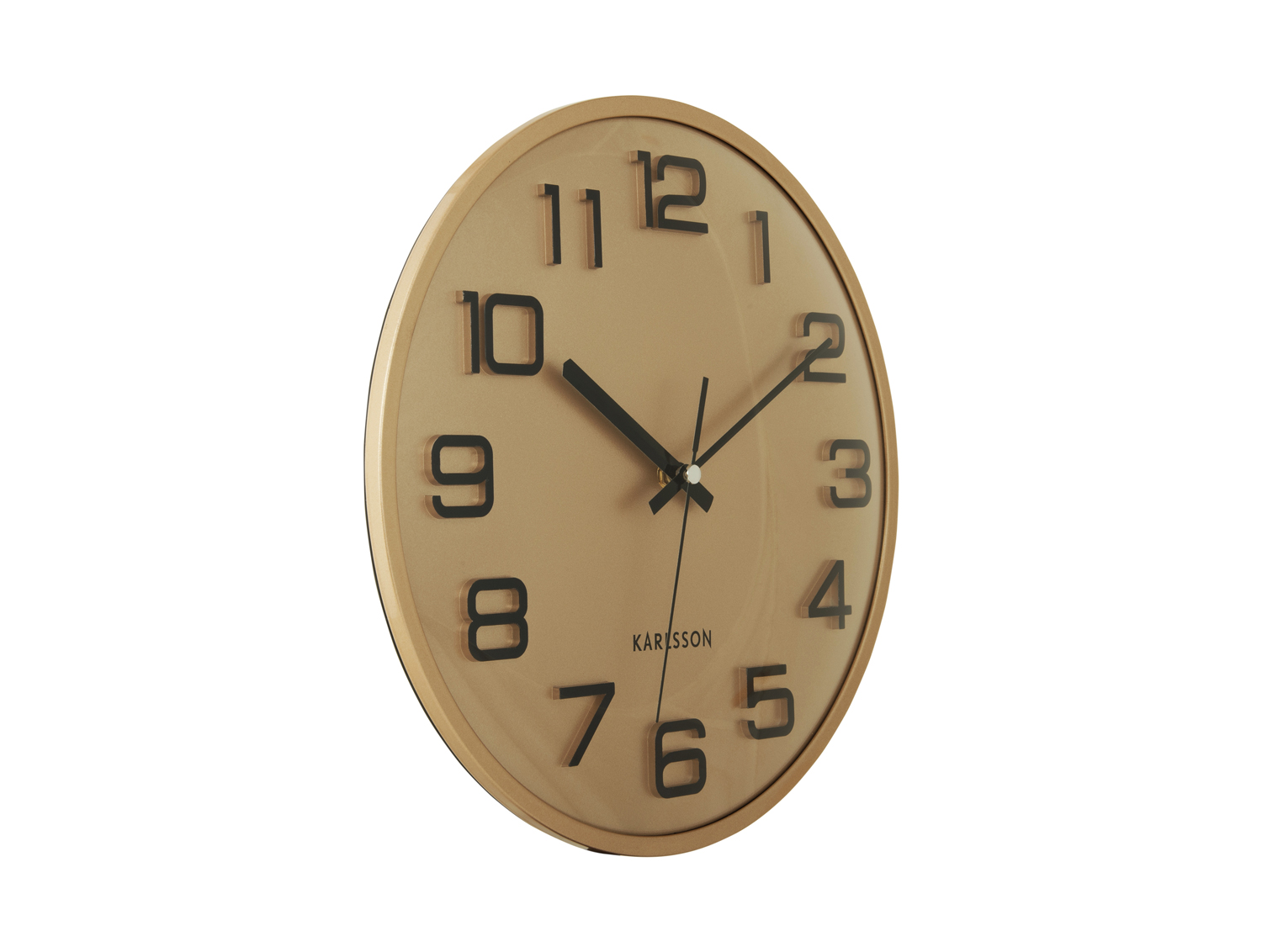 Wall clock 3D Numbers gold w. black