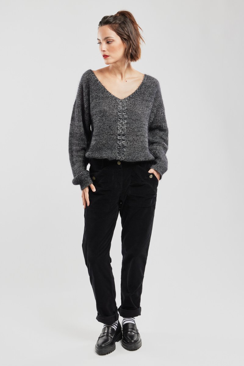 Pull maille torsadée - mohair et soie