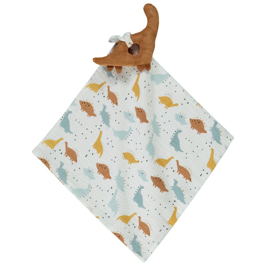 Doudou dinosaure avec lange pour bébé garçon - Ecru