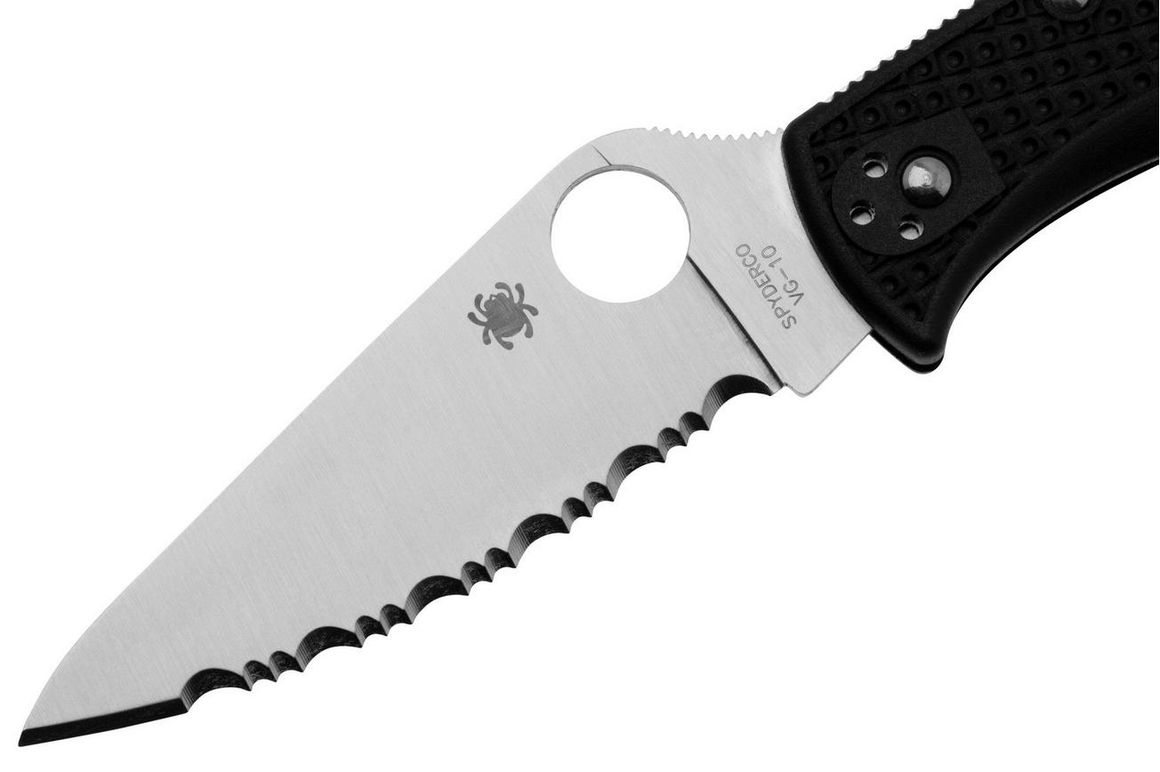 Spyderco Endela Lighweight C243SBK Black FRN, serrated zakmes
