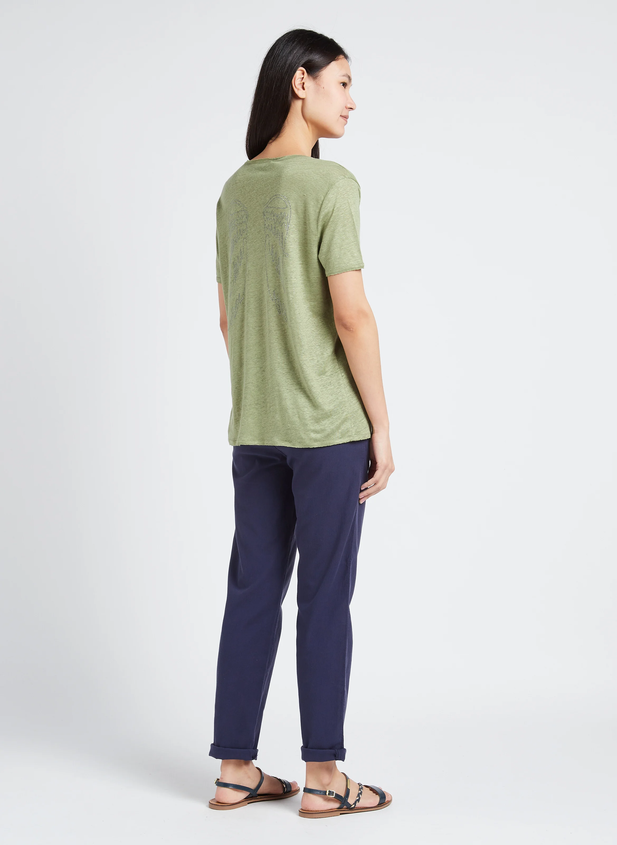 BATRESSE - Sandales plates en cuir doré | Multicolore