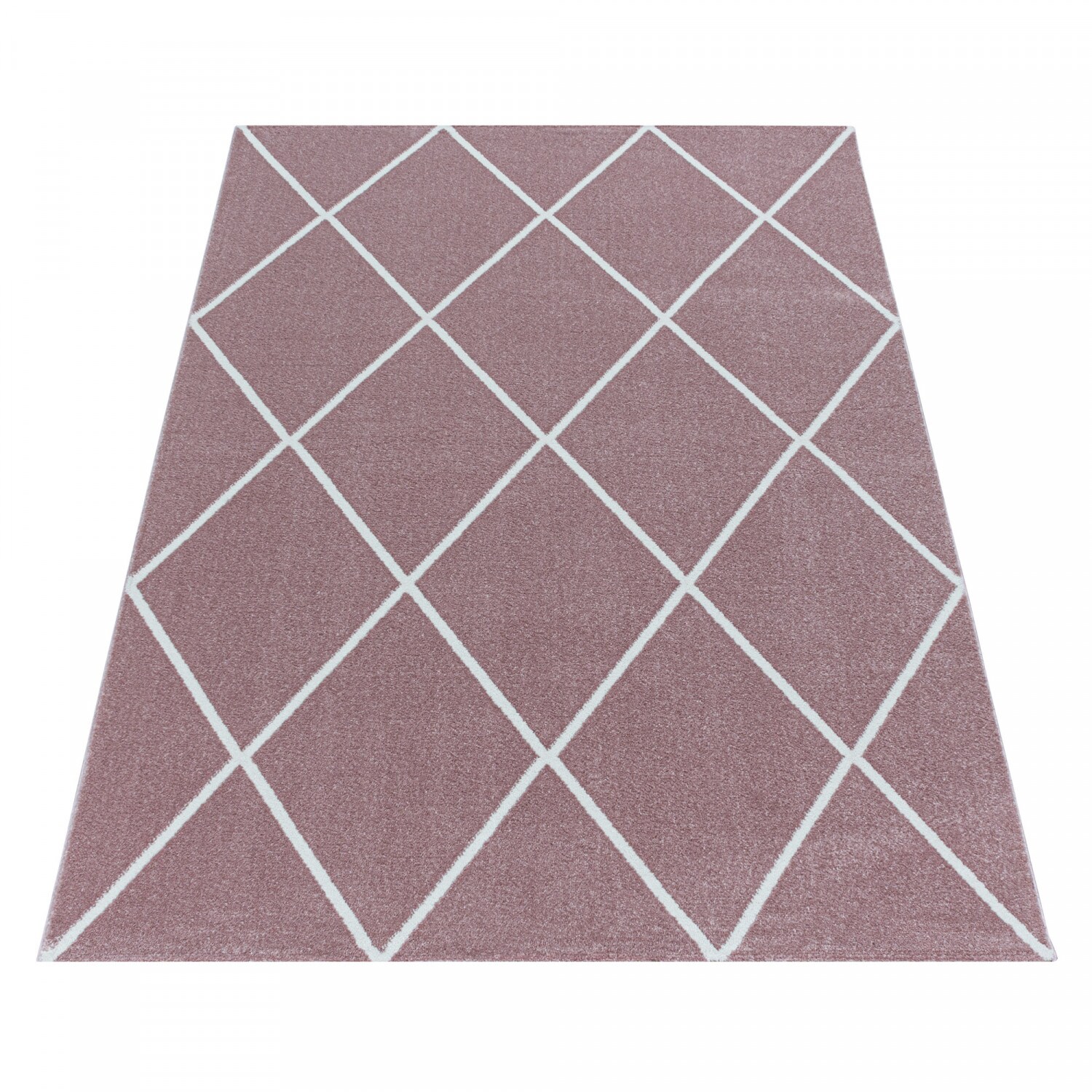 Stilvoller Designer Teppich: Moderner Kurzflor, Rautenmuster für das Wohnzimmer