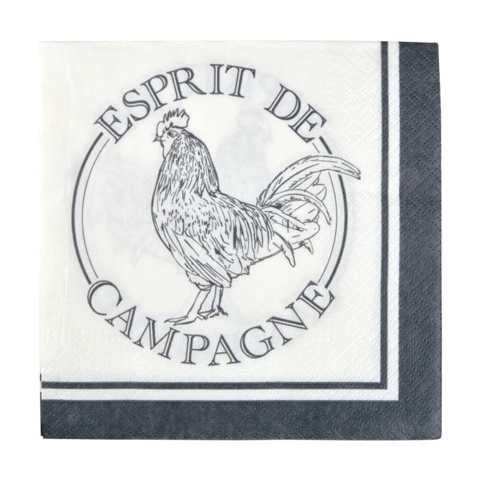 SET 20 SERVIETTES PAPIER 3 PLIS 33X33CM ESPRIT DE CAMPAGNE