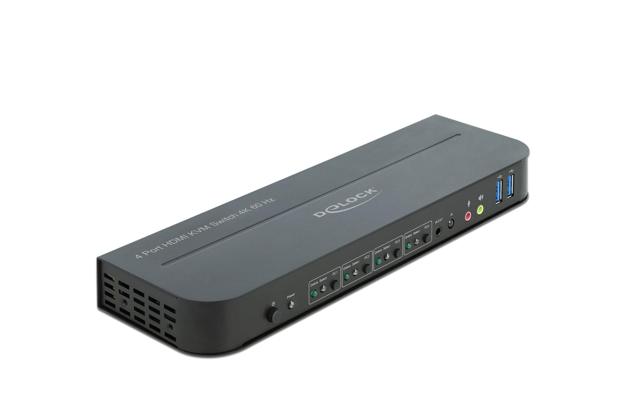 KVM Switch 4 Port HDMI mit USB 3.0 und Audio 4k 60Hz<br>Delock HDMI KVM Switch 4K 60 Hz mit USB 3.0 und Audio