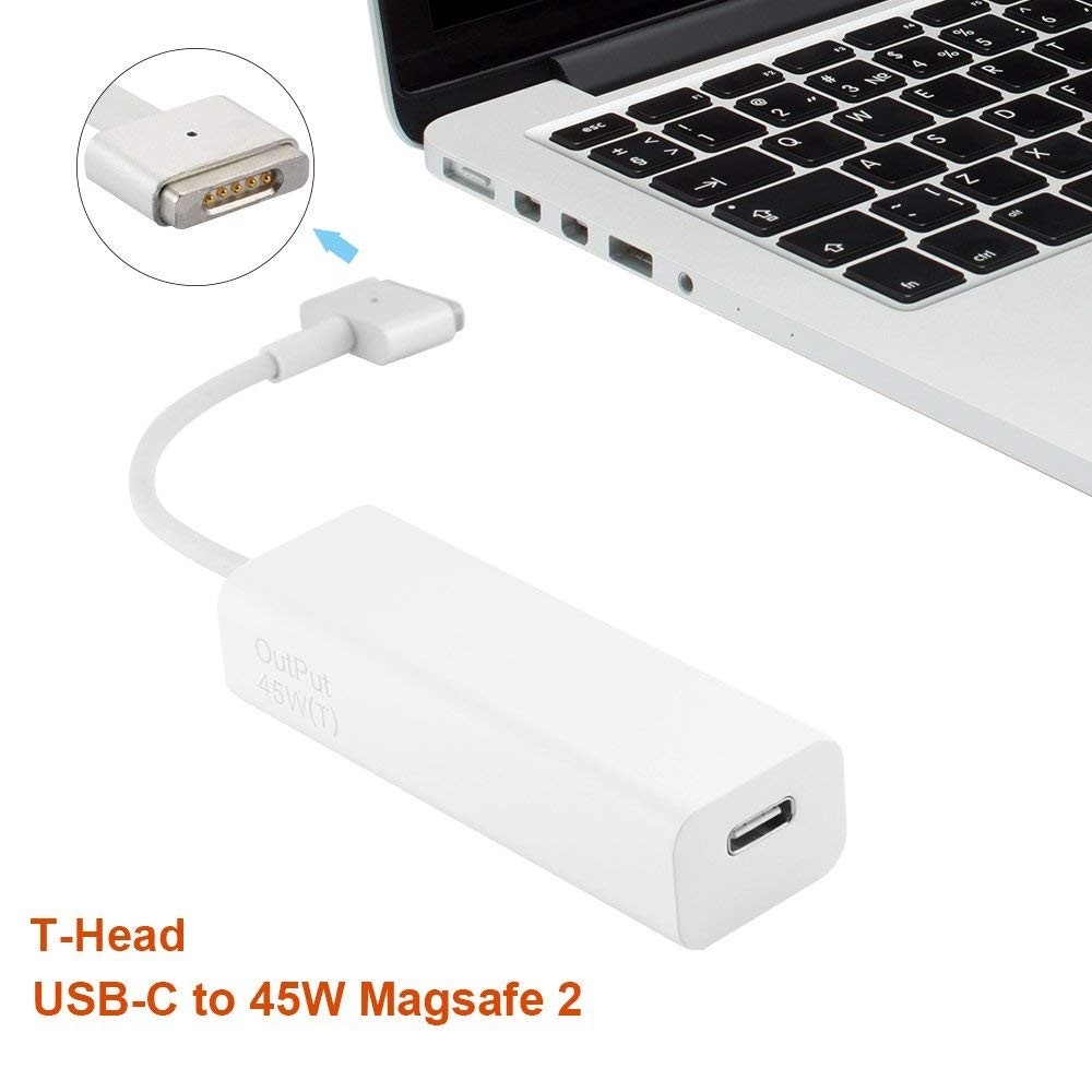 MagSafe 2 T-Tip 45W USB C Adapter Konverter Kabel für 87W / 61W Netzteil MacBook Pro / MacBook Air - Weiss