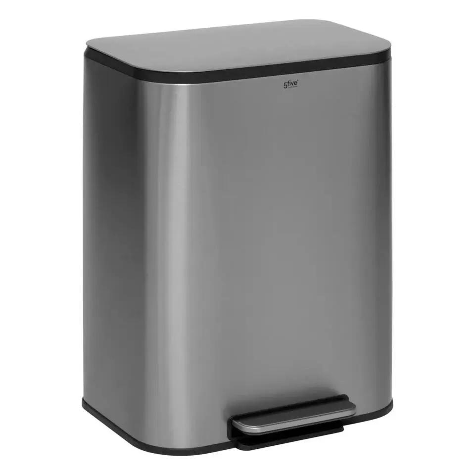 5Five Pedaalemmer Norvik - zilver - rvs - 50L - 45 x 35 x 61 cm
