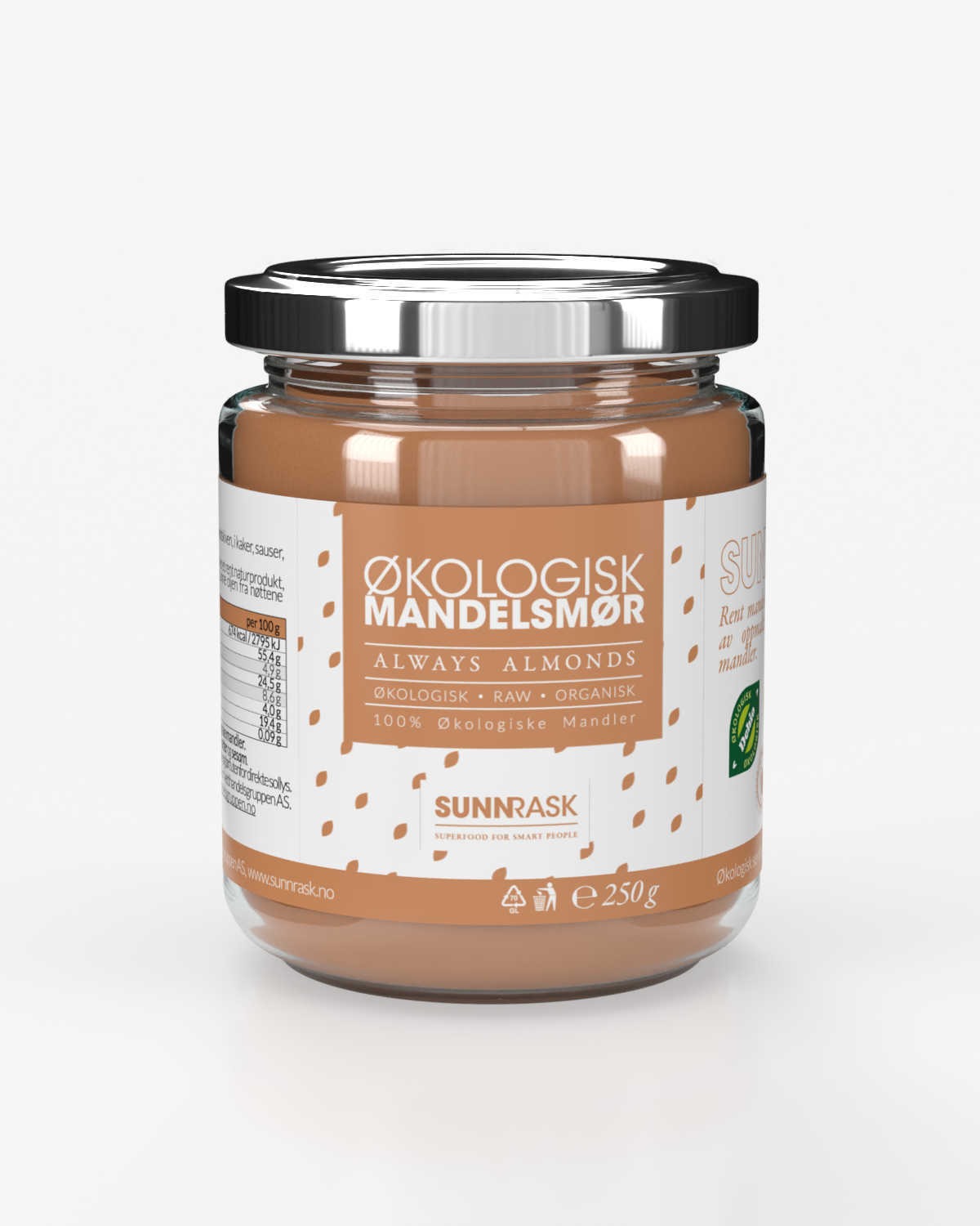 SunnRask Økologisk Mandelsmør 3x250g