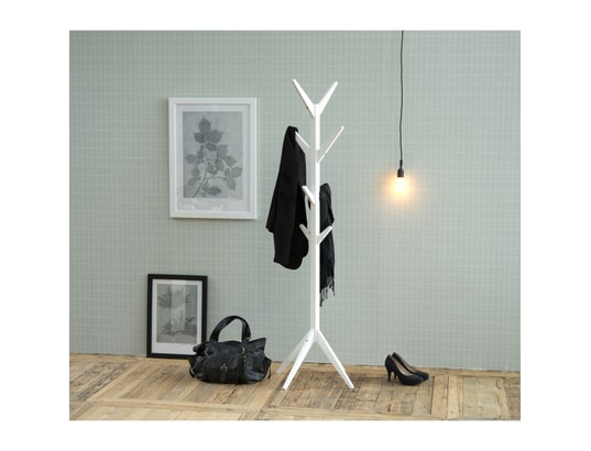 TOILINUX - Porte manteau Porte-manteau gary sur 4 pieds en mdf avec 8 accroches - bla...