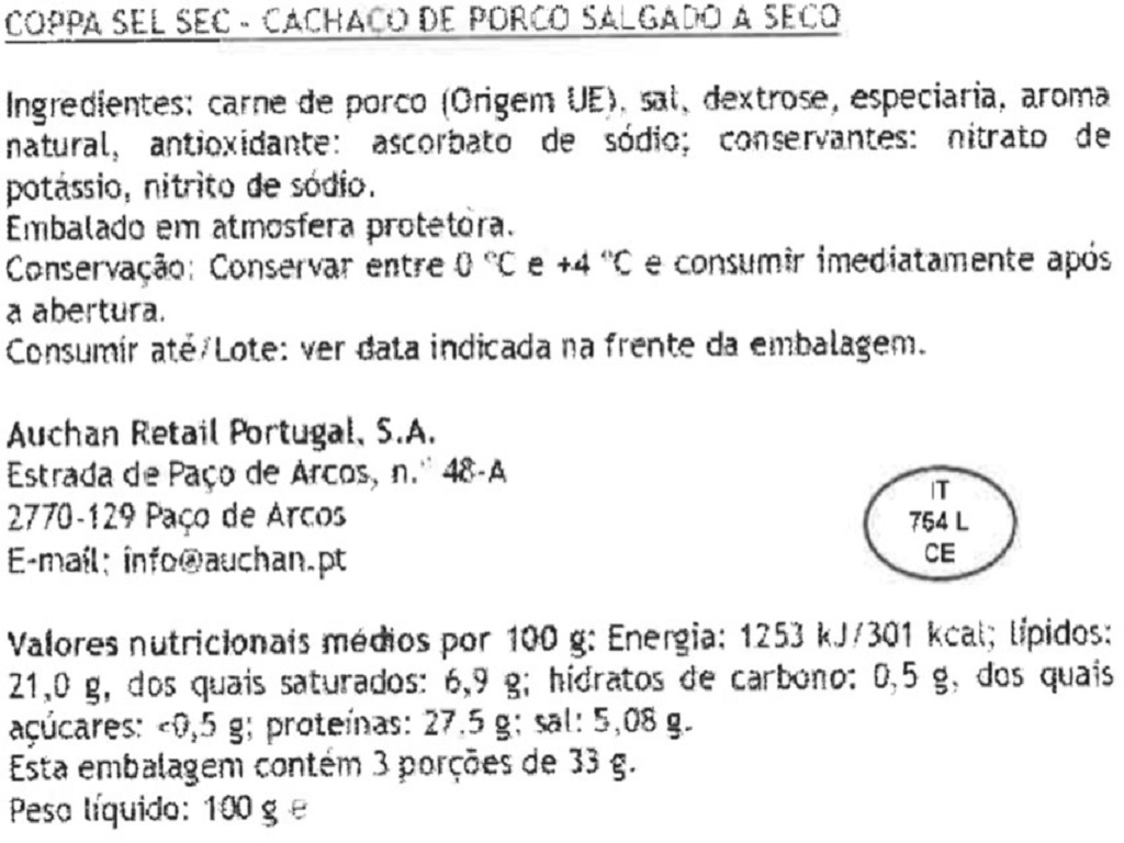 COPPA AUCHAN 12 FATIAS 100G