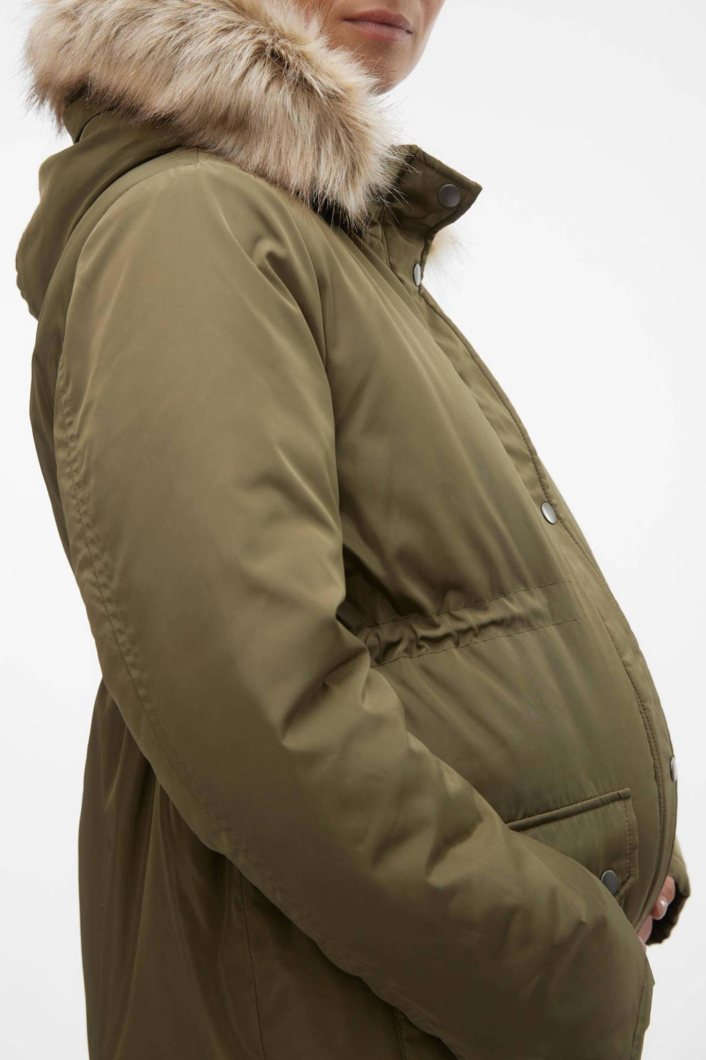 MAMALICIOUS jas MLNEWMACY van polyester olijfgroen