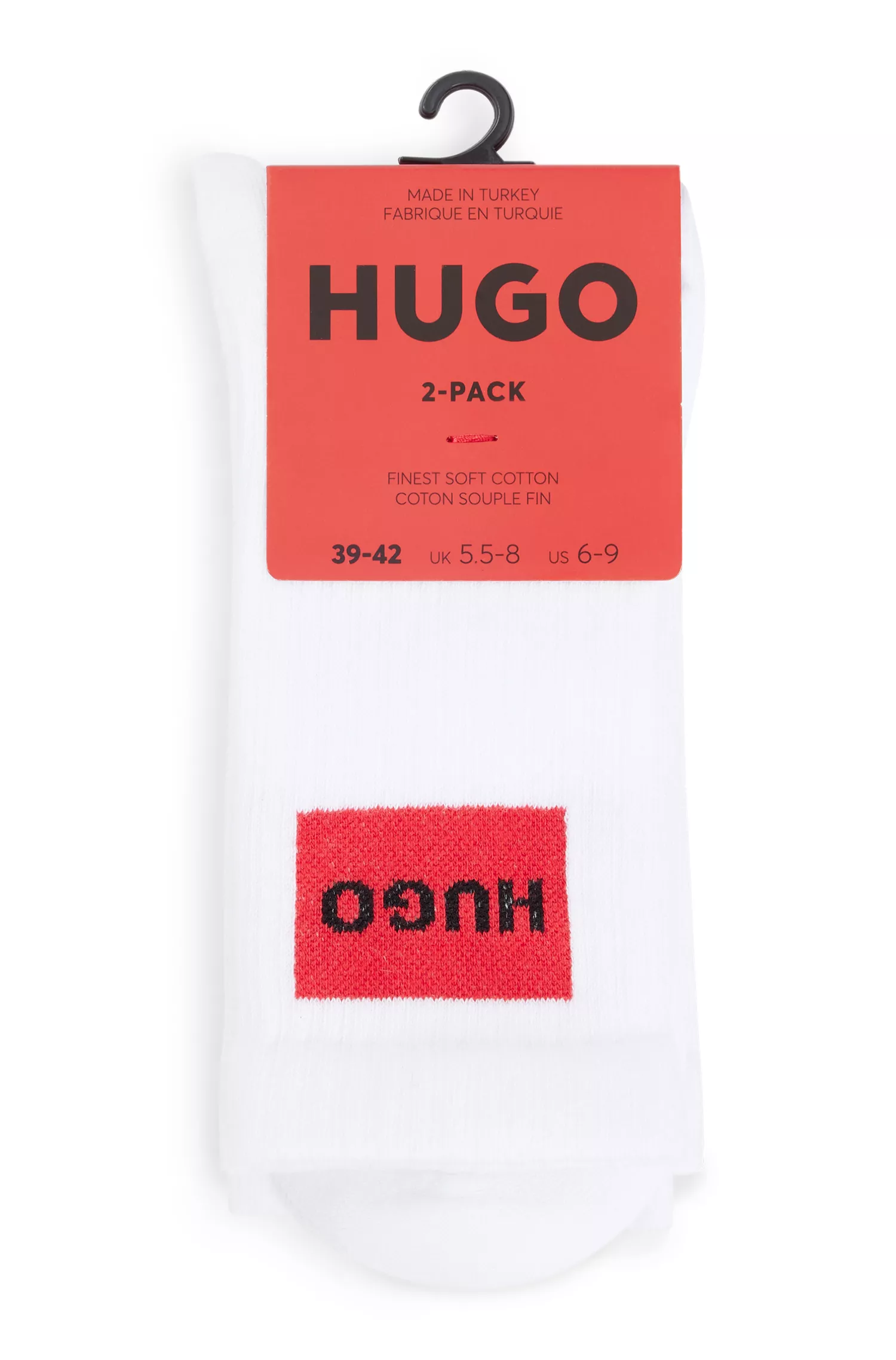HUGO Vermelho - Pacote com dois pares de meias curtas em mistura de algodão.