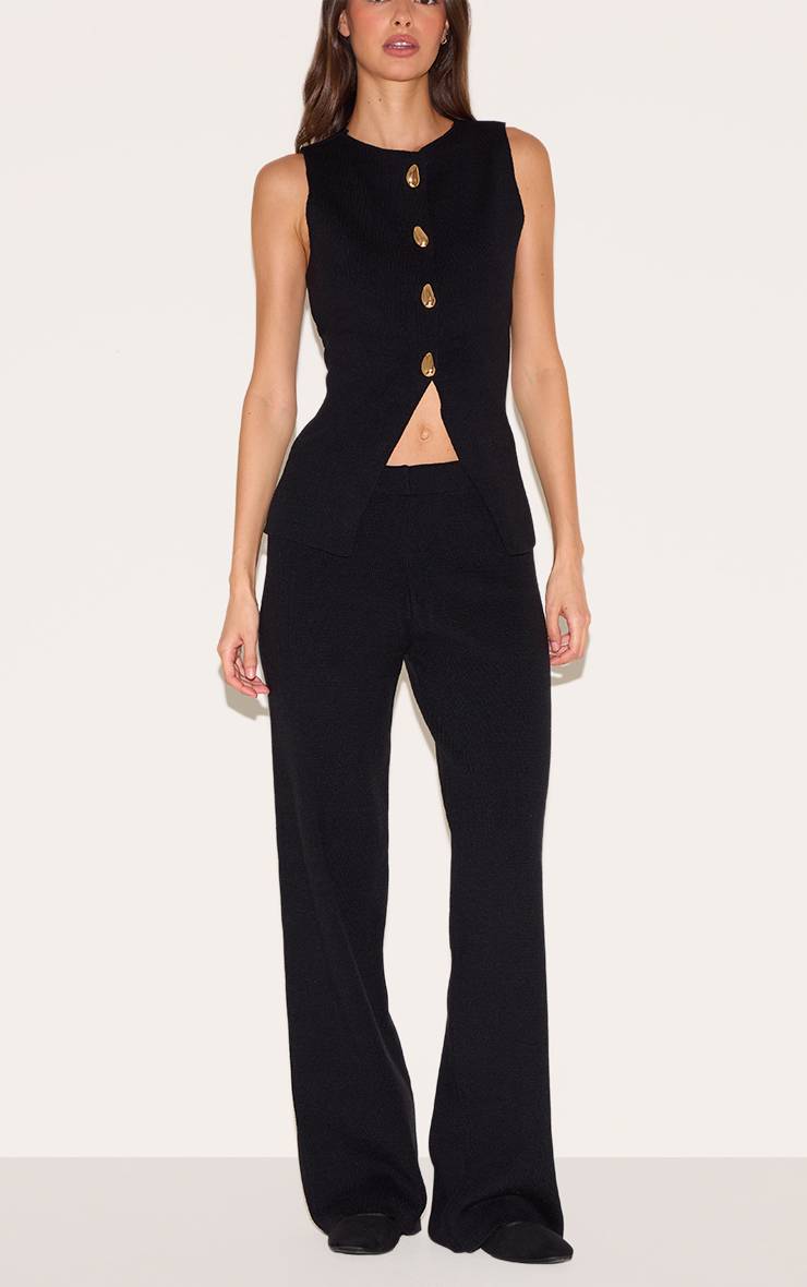 Noir Pantalon En Maille Compacte