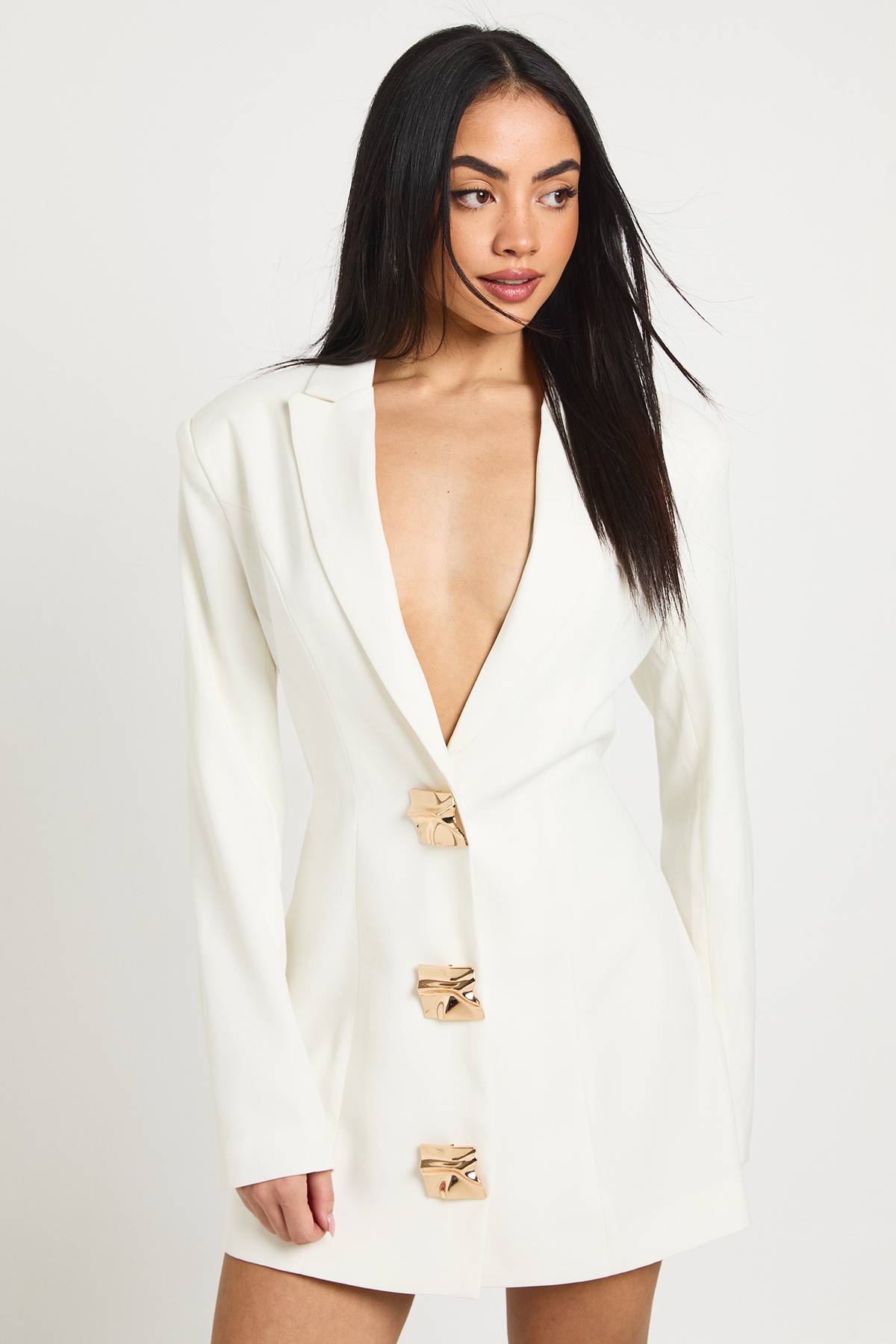 boohoo Robe Blazer À Gros Boutons Dorés