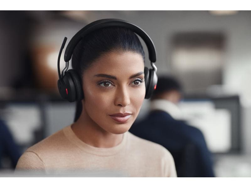 Jabra Headset Evolve2 65 Duo UC Schwarz, USB-A Jabra Bluetooth Headset für das Büro, Home Office oder für Unterwegs