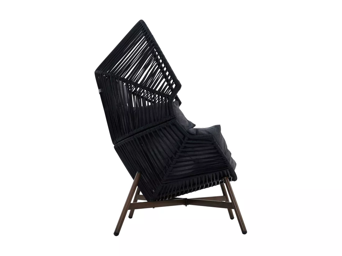 Fauteuil de jardin oeuf sur pied en rotin synthétique 142 cm noir