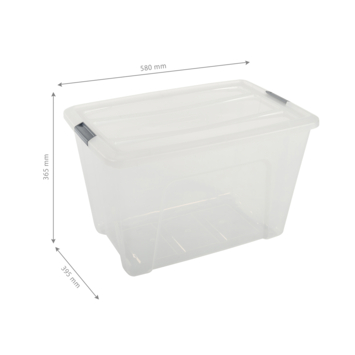 Iris opbergbox Click 60 liter transparant met grijze clips inclusief deksel