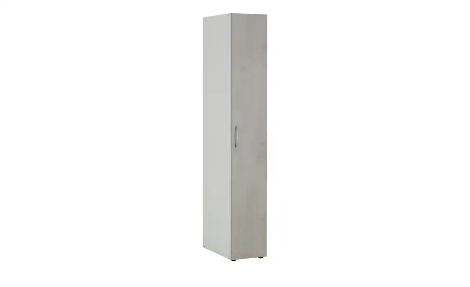 Schrank, 1-türig Multischrank-System Steingrau, Weiß 30 cm