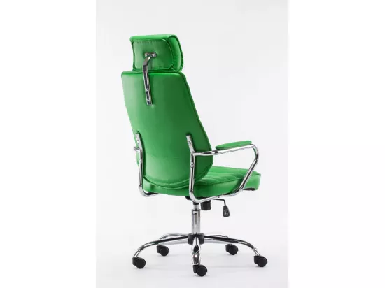 Chaise de bureau - Similicuir & Métal chromé - Vert - Rako