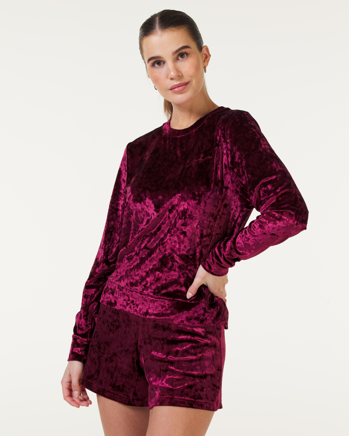 Bumpro Crush Velvet Crewneck Red Grape