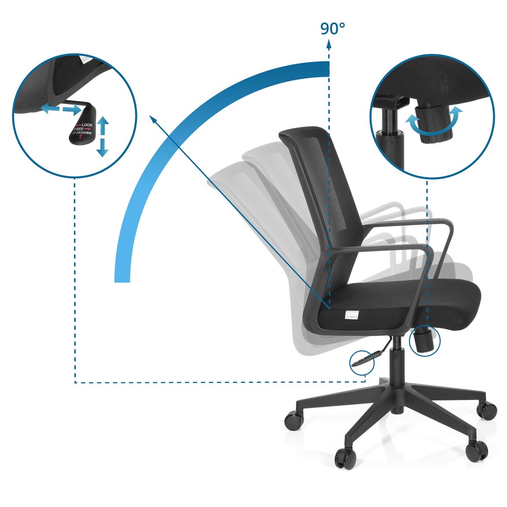 Home Office Bürostuhl PRESTON Stoff mit Armlehnen hjh OFFICE