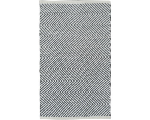 Dakota patchwork vloerkleed, gestreept grijs en blauw, 50x80 cm