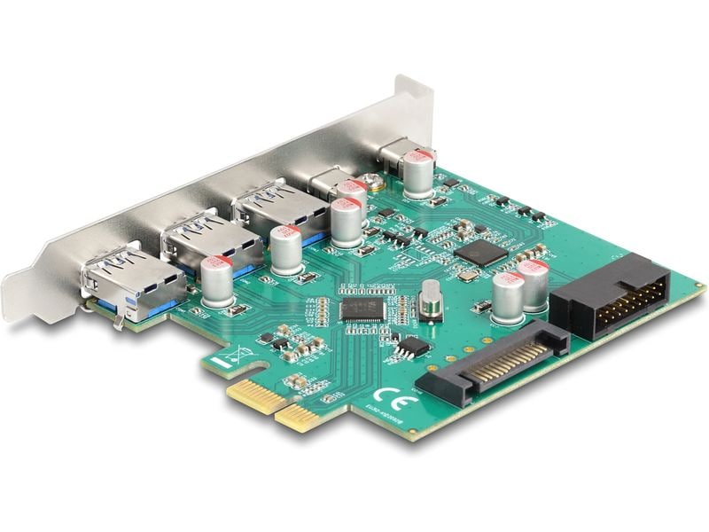 Delock PCI-Express-Karte 3x USB-A 3.0 / 2x USB-C 3.0 PCIe-Schnittstellenkarte mit drei USB 3.0 A und zwei USB 3.0 C-Buchsen