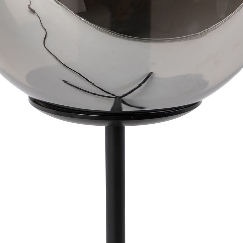 Art deco tafellamp zwart met smoke glas 45,5 cm - Pallon